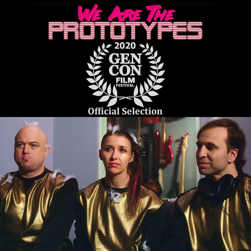 We Are The Prototypes film still with synth pop rock band and feathers - Gen Con 2020 Official Selection